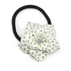 Crystal Flower Ponytail Holder